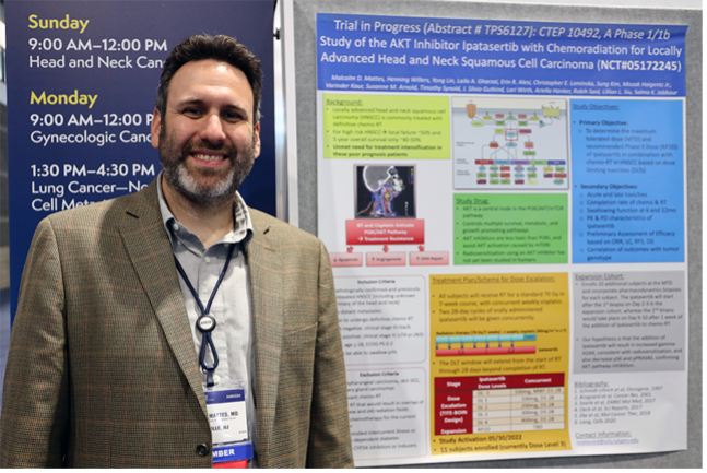 Malcom Mattes pictured at his scientific poster during the 2024 ASCO Annual Meeting