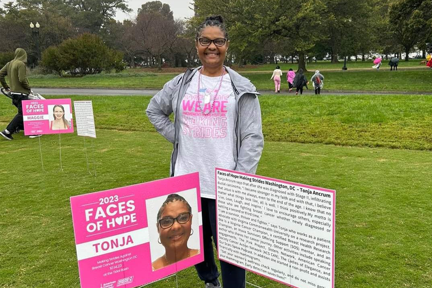 Tonja Ancrum pictured at a breast cancer awareness event